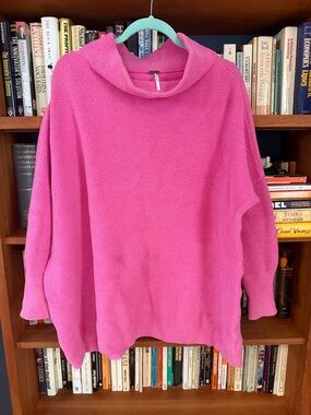 Free People Hot Pink Cowl Neck Sweater - size s